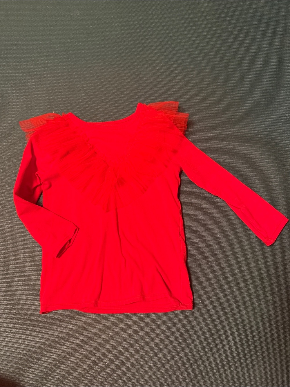 Red Ruffle Trim Long-Sleeve Girl’s Top